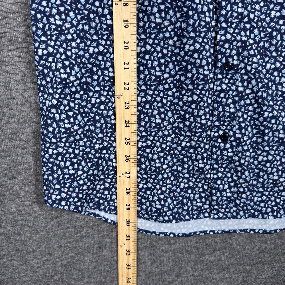 7Diamonds Brushstroke Shirt Mens Large Blue 4-Way Stretch Short Sleeve Geometric - Picture 4 of 8